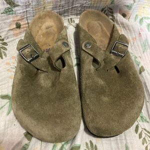 Birkenstock Olive Suede Mules